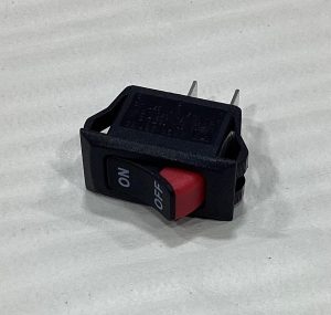 20A SPST rocker switch, black with red rocker, part E00112-00