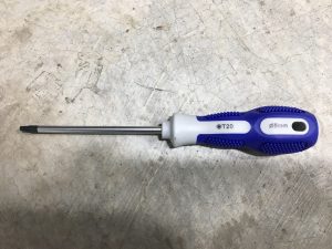 Torx T20 screwdriver with blue and white handle, part A00110-00