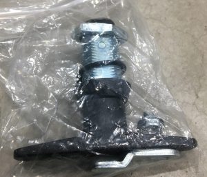 Black T handle latch assembly with nut and cam arm, part F00101-00