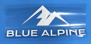 Blue Alpine mountain logo sticker