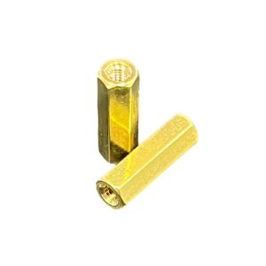 Brass standoffs, M2.5 x 15mm female to female hex spacers, pack of 10 (F00136-00)