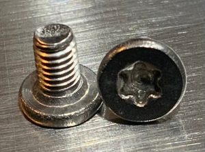 M3 x 5mm flat head T15 Torx stainless screw, part F00114-00