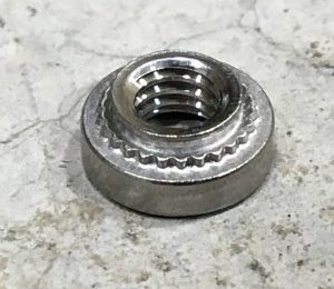 M4-2 clinch nut in stainless steel with knurled collar, Blue Alpine part F00119-00